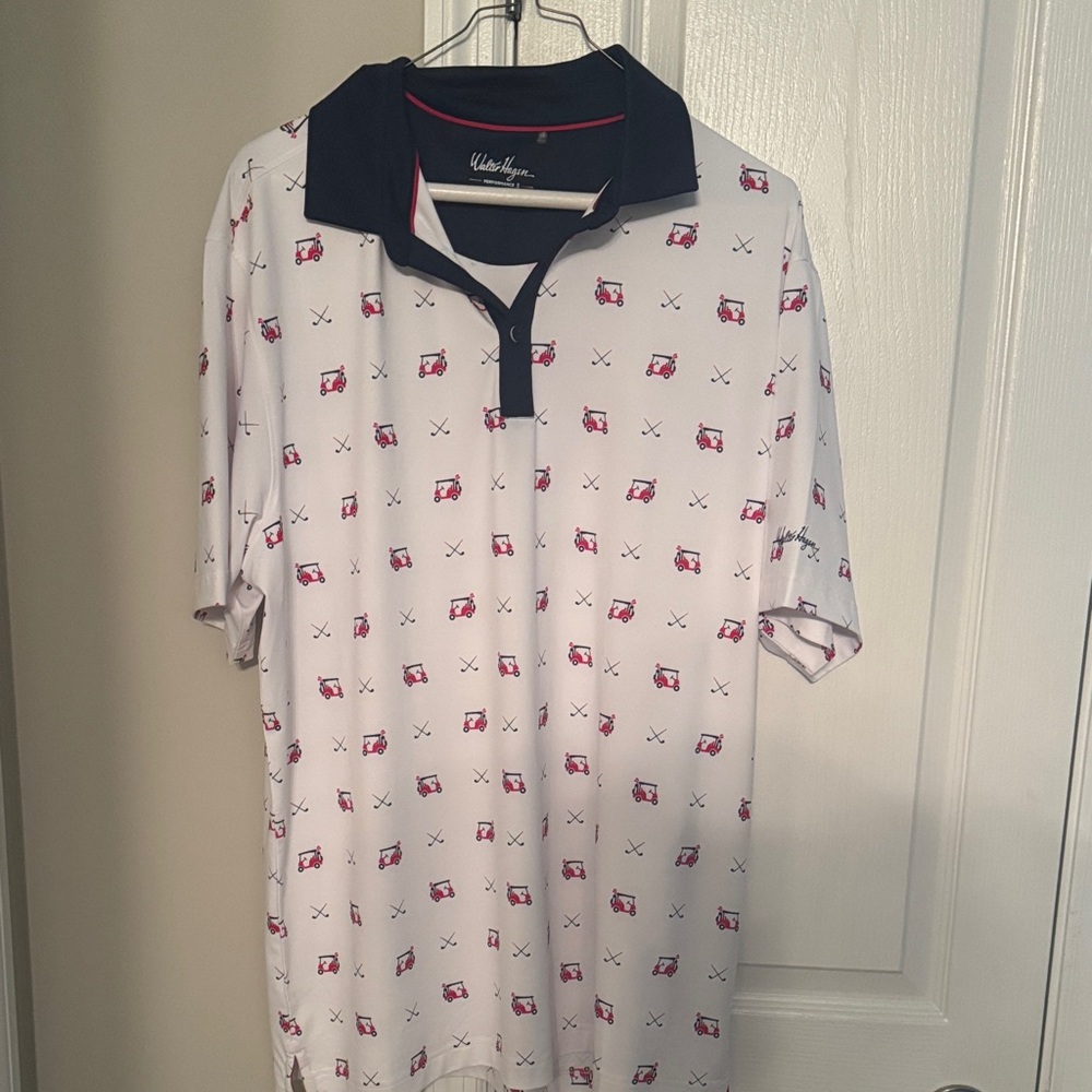 Walter Hagen White Polo with Black and Red Accents